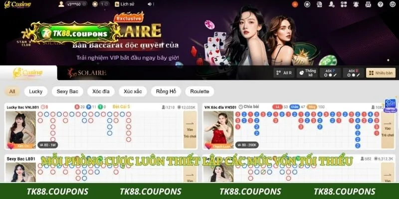 Mỗi phòng cược luôn thiết lập các mức vốn tối thiểu 